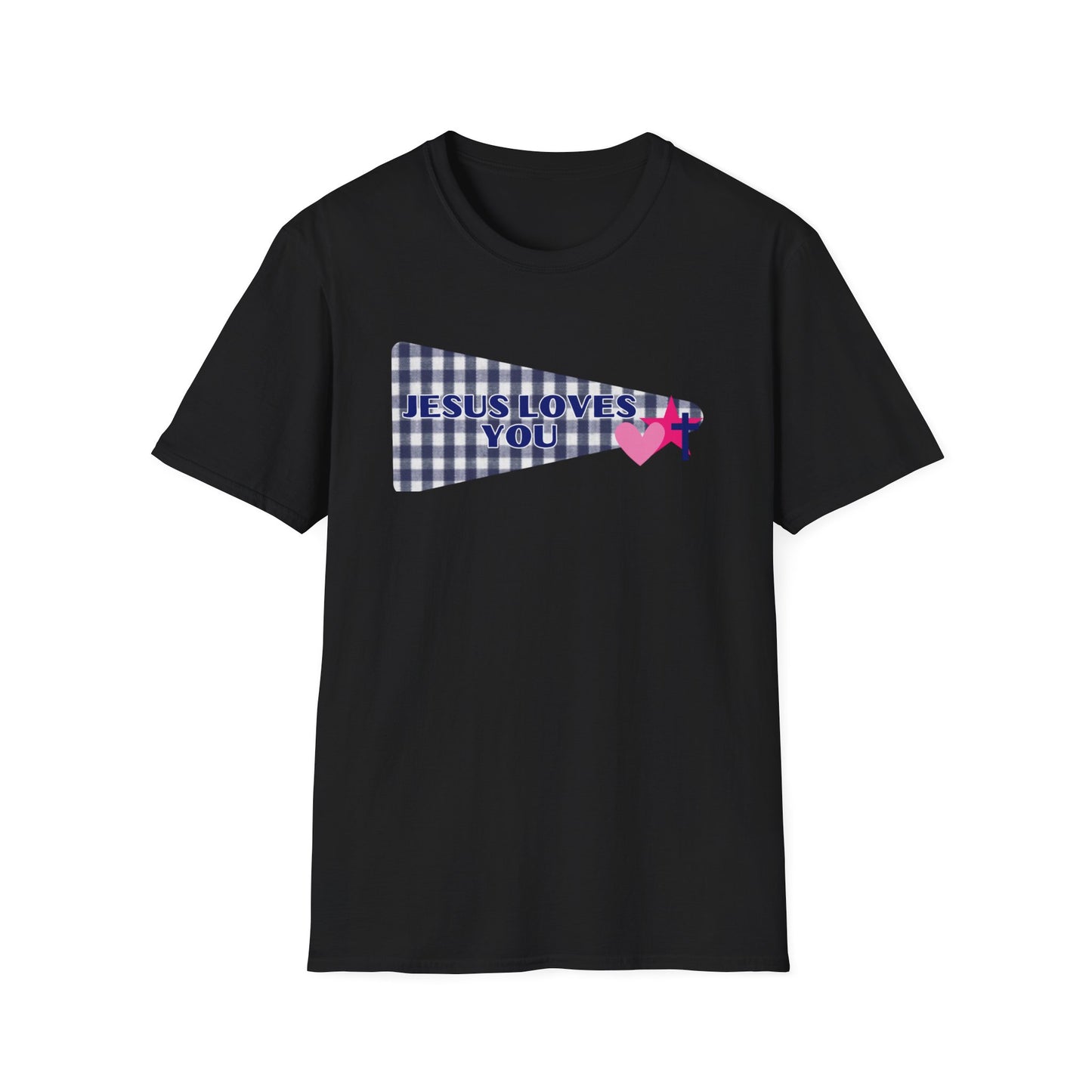 Jesus Loves You Pennant T-Shirt — Christian Faith Check Tee