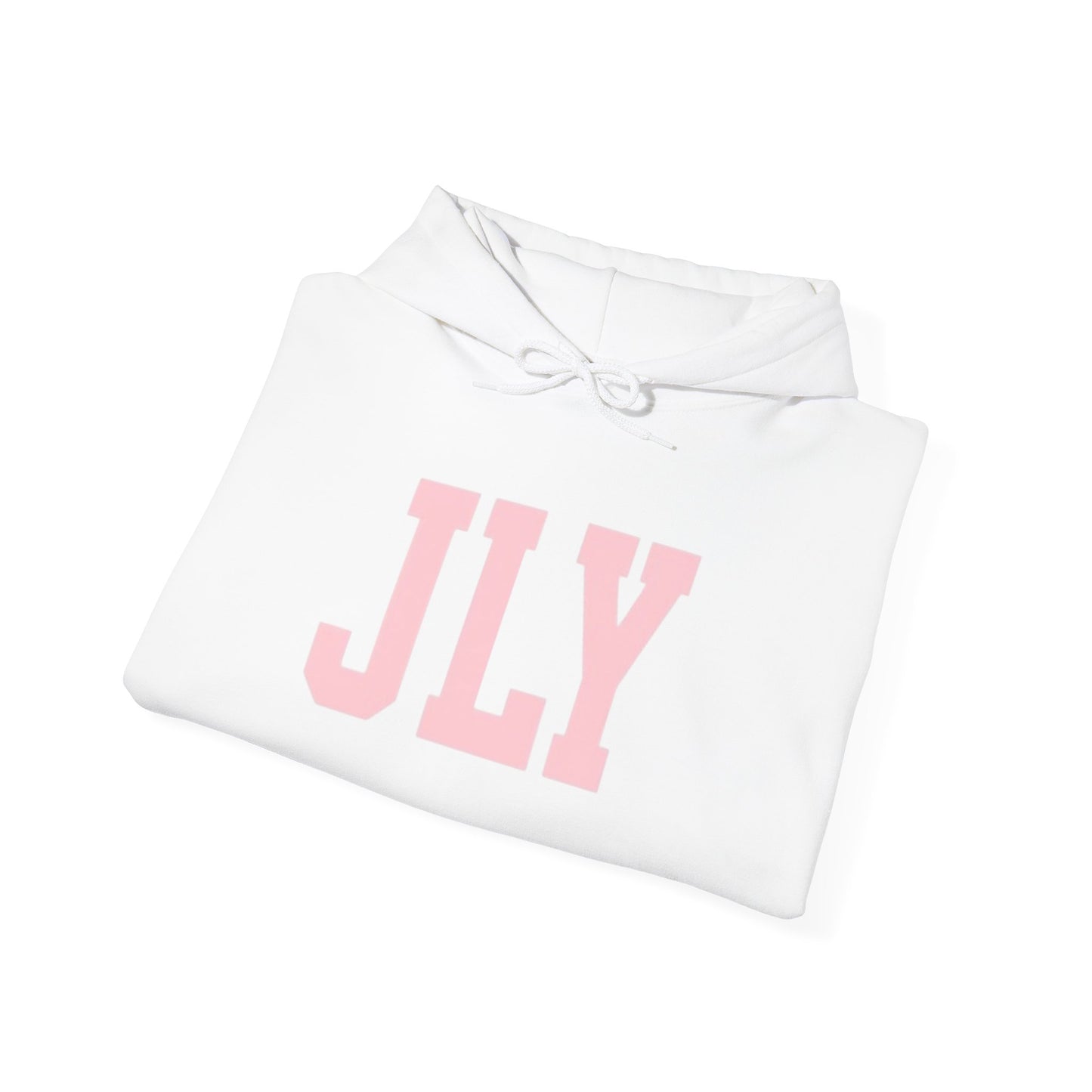 JLY Pink Block Letter Hoodie - Minimal Monogram Pullover