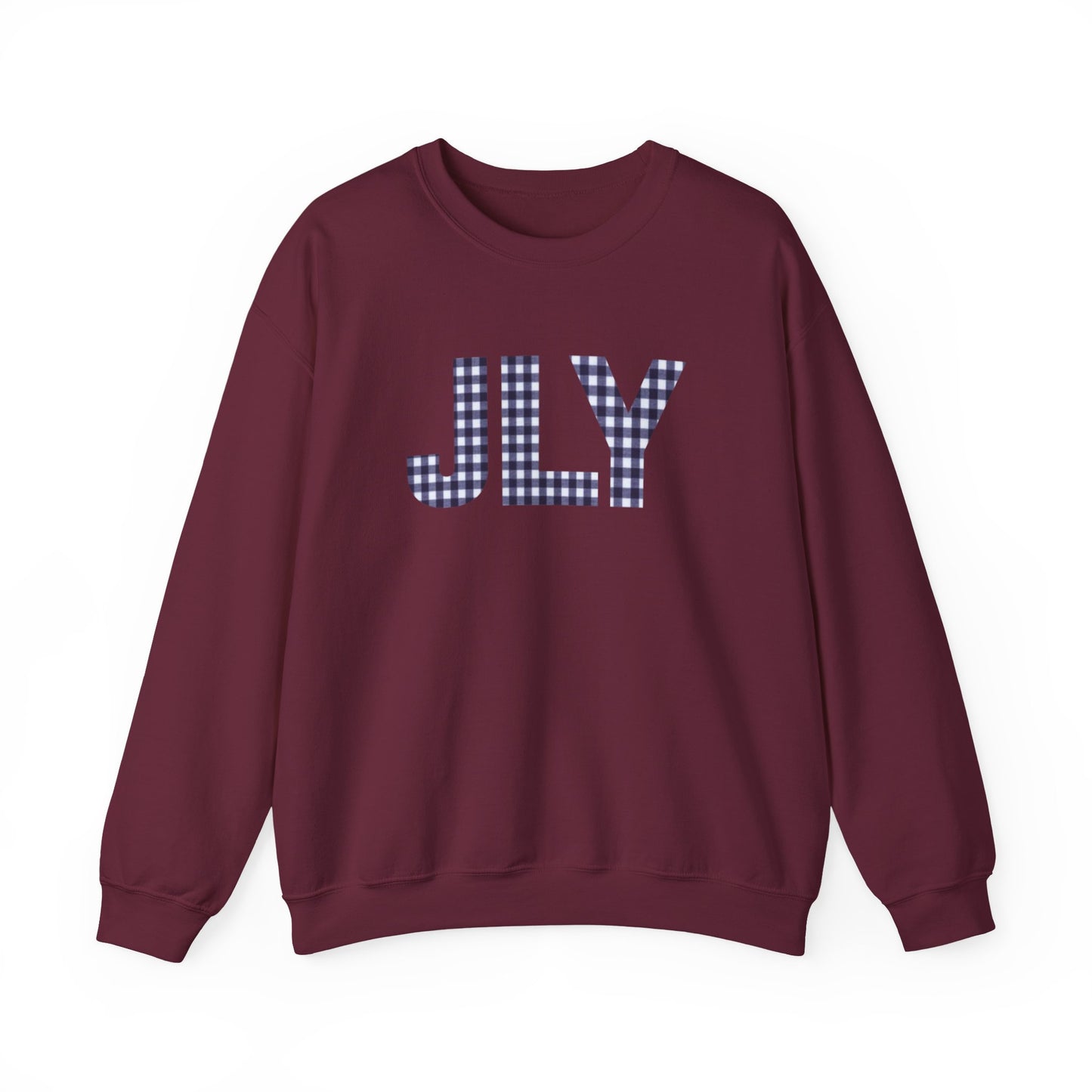 JLY Plaid Monogram Crewneck Sweatshirt