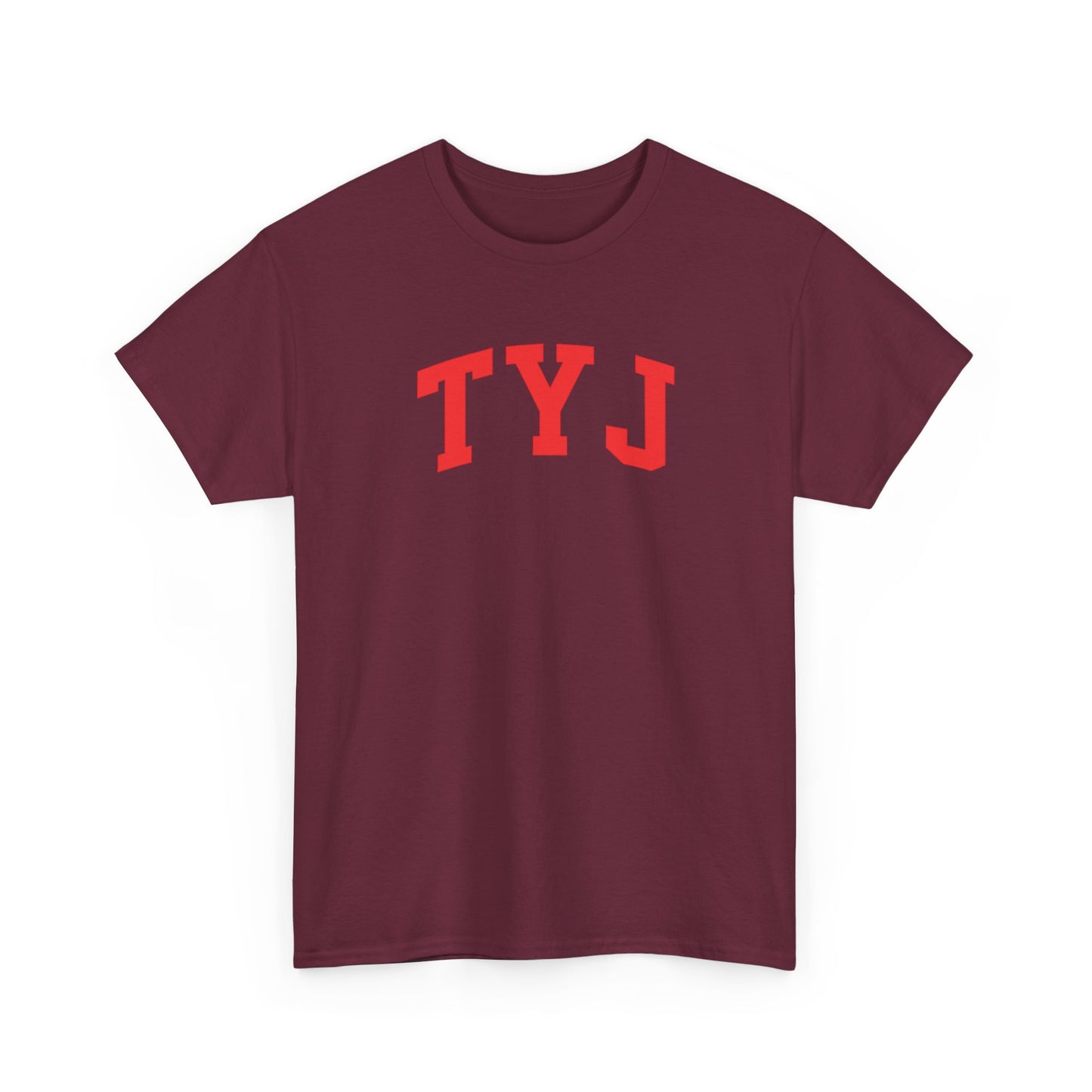 TYJ Arch Logo T-Shirt — Minimal Red College-Style Tee