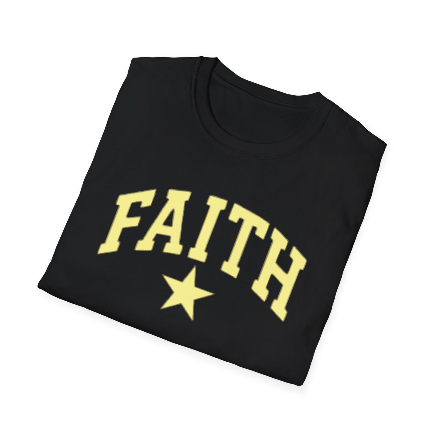 Faith Graphic T-Shirt — Yellow Lettering with Star