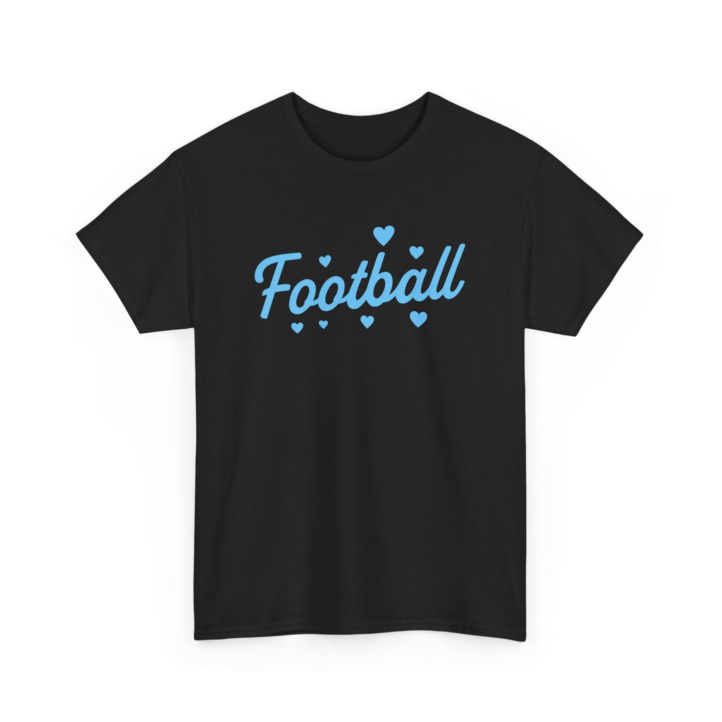 Football Script Tee — Light Blue Heart Sports T-Shirt