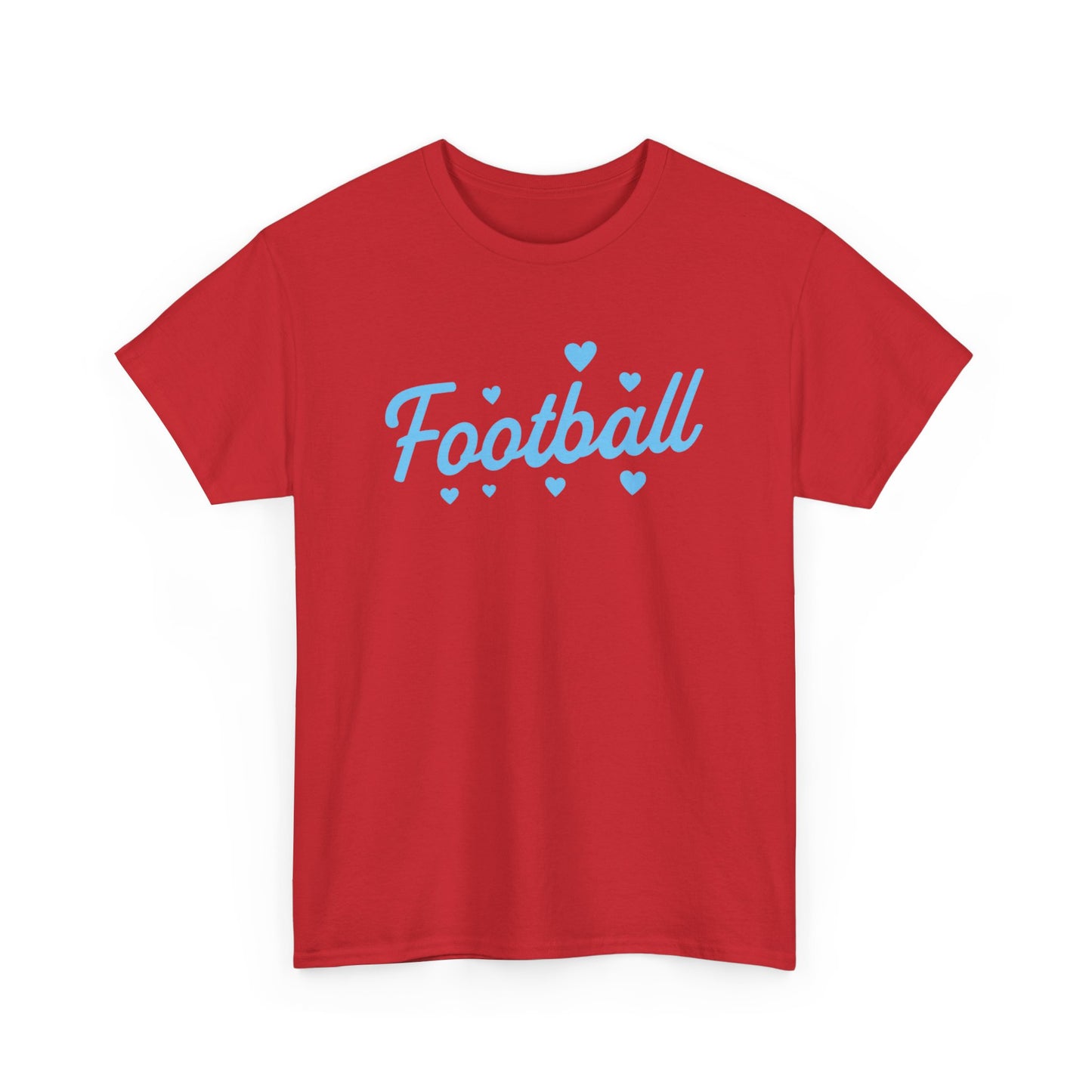 Football Script Tee — Light Blue Heart Sports T-Shirt