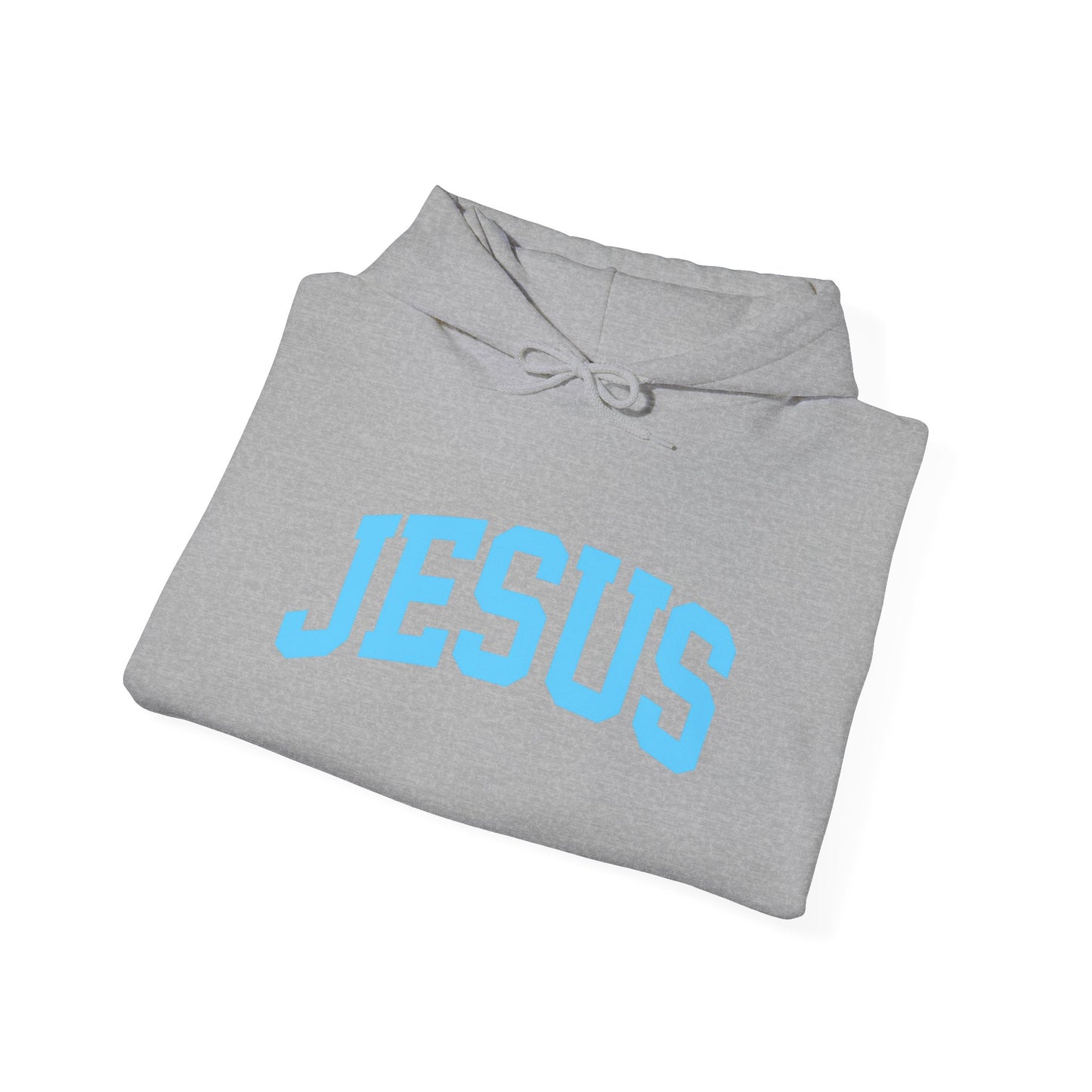 Jesus Hoodie - Blue Lettering Christian Faith Pullover