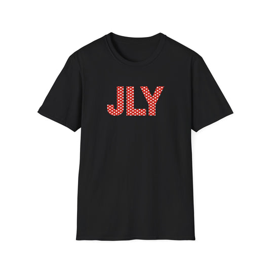 JLY Polka Dot Tee — Red Monogram Graphic T-Shirt