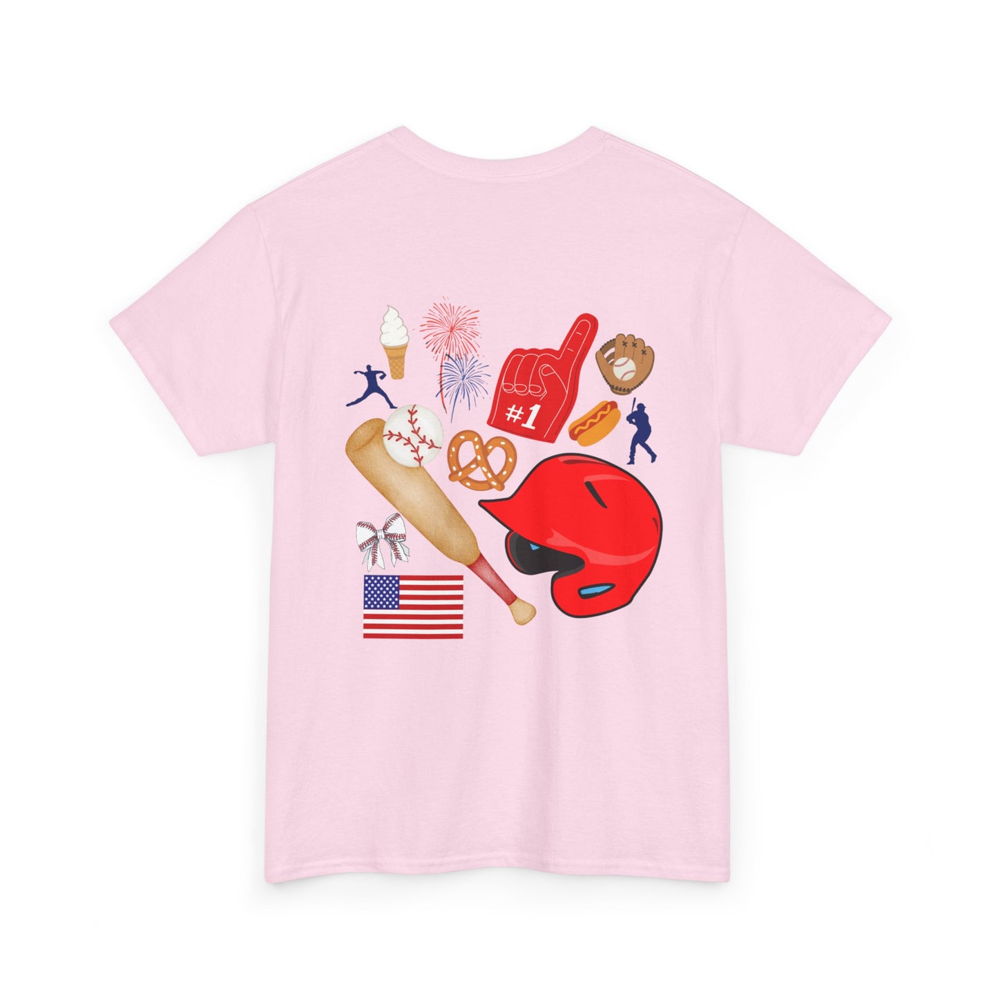 Baseball Heart Patchwork Tee – Patriotic Baseball Gear T‑Shirt