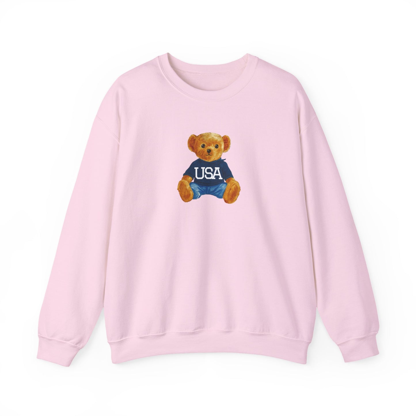 USA Teddy Bear Crewneck Sweatshirt — Cute Patriotic Bear Pullover