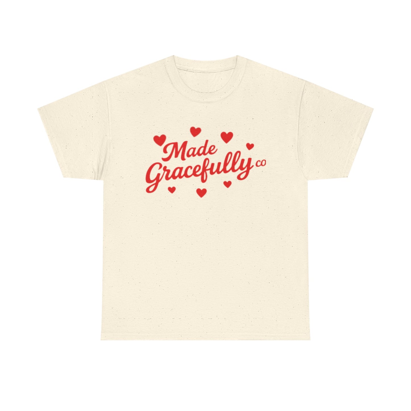 Made Gracefully Tee — Feminine Heart Script Graphic T-Shirt