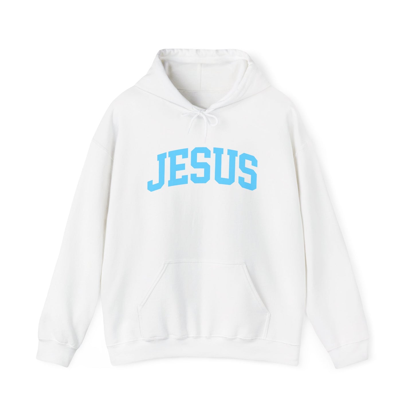 Jesus Hoodie - Blue Lettering Christian Faith Pullover