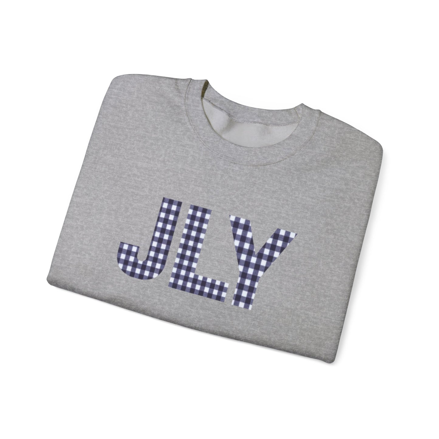 JLY Plaid Monogram Crewneck Sweatshirt