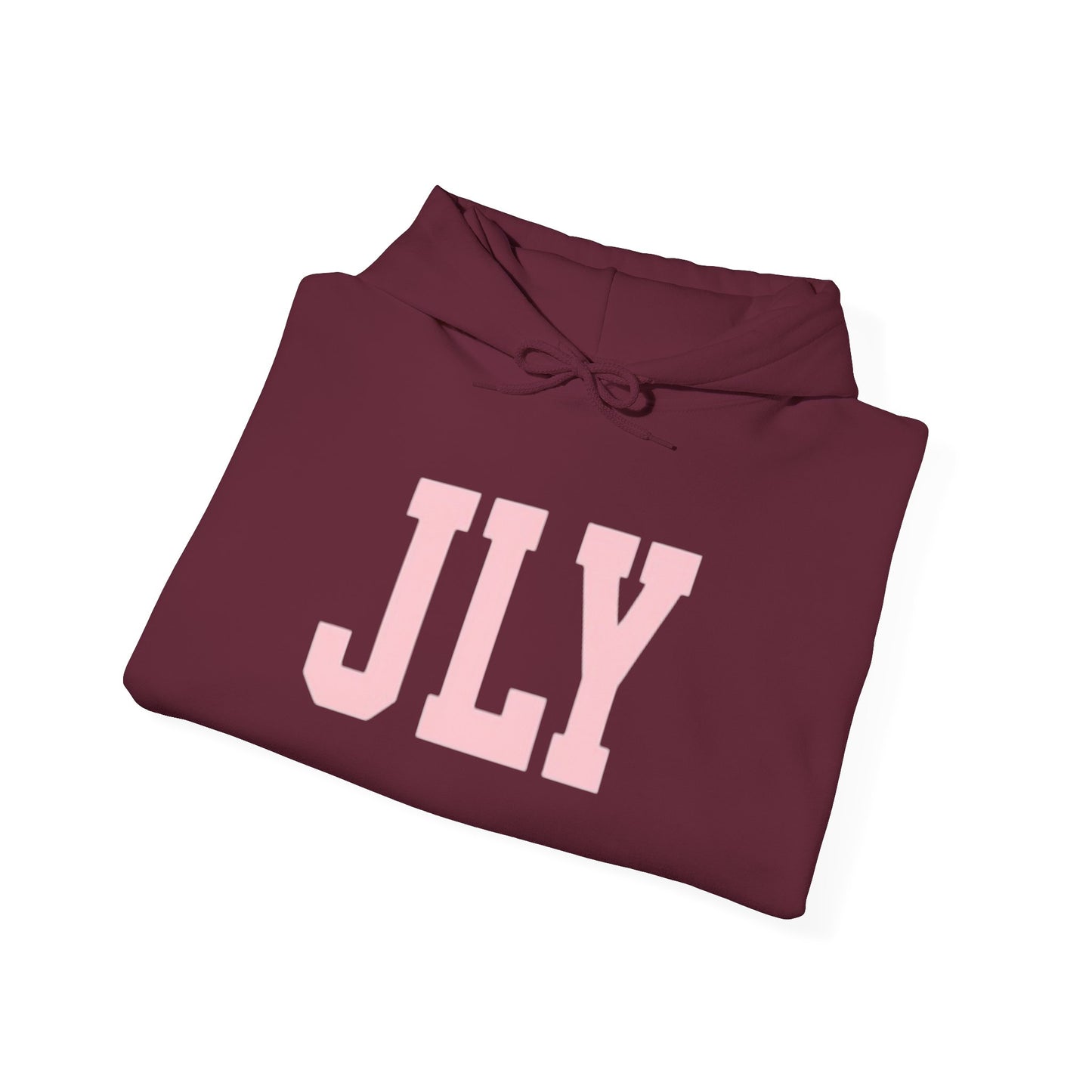 JLY Pink Block Letter Hoodie - Minimal Monogram Pullover