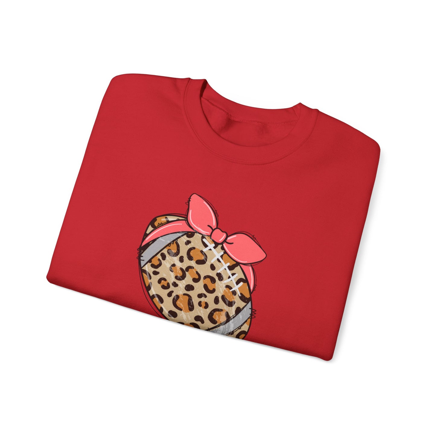 Leopard Print Football Sweatshirt with Pink Bandana — Cute Game Day Crewneck