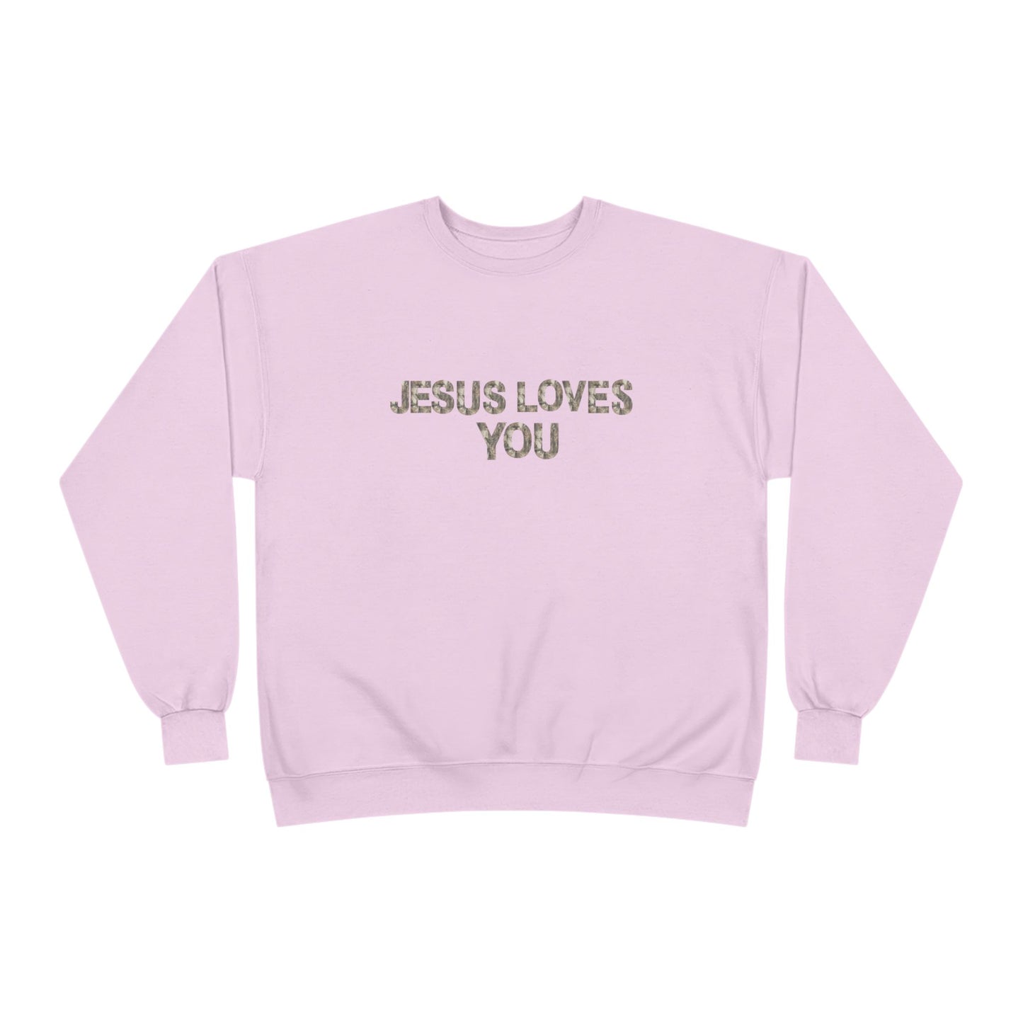 Unisex Eco-Friendly Crewneck Sweatshirt - "Jesus Loves You," Faith Apparel, Comfortable Gift, Religious Sweatshirt, Cozy Outfit