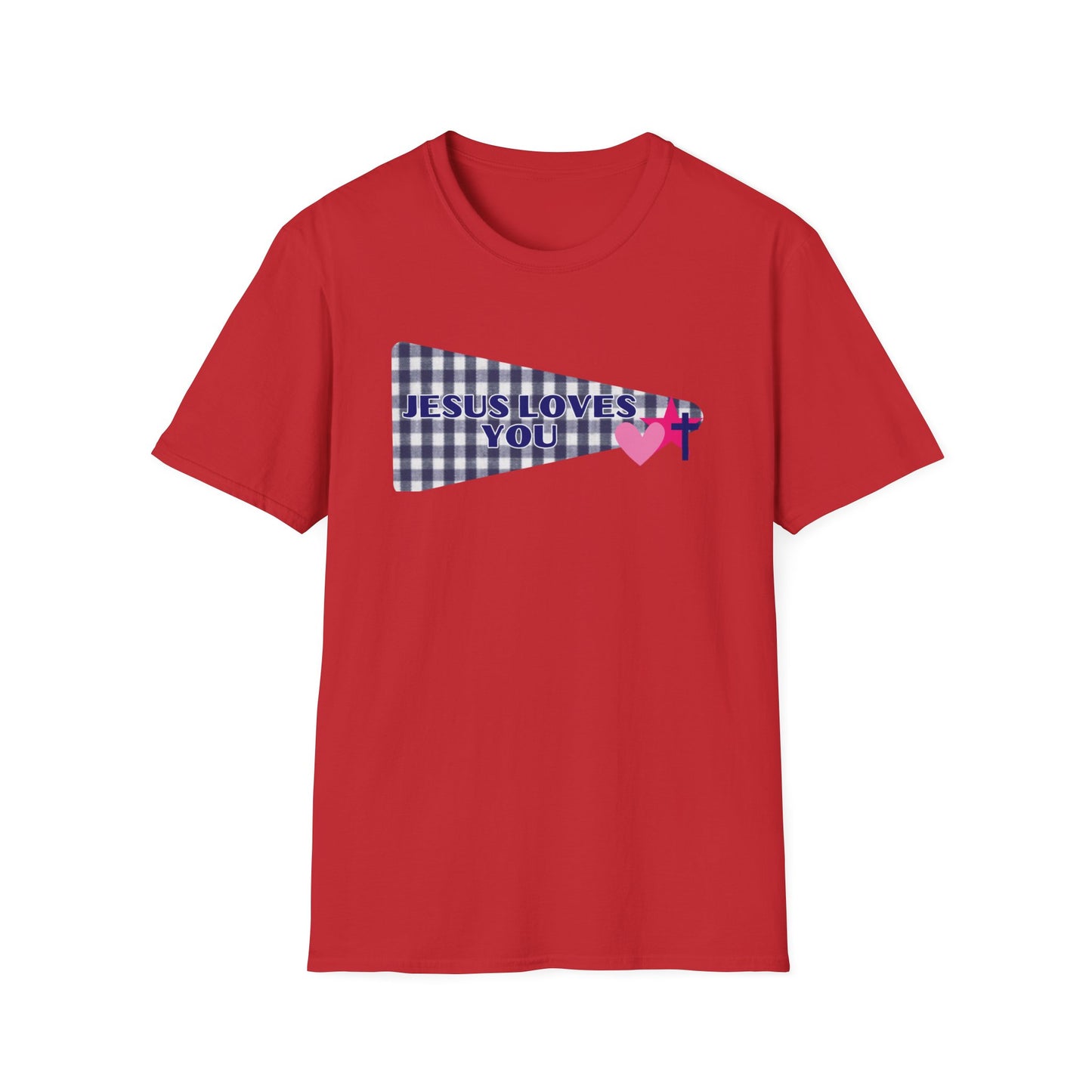 Jesus Loves You Pennant T-Shirt — Christian Faith Check Tee