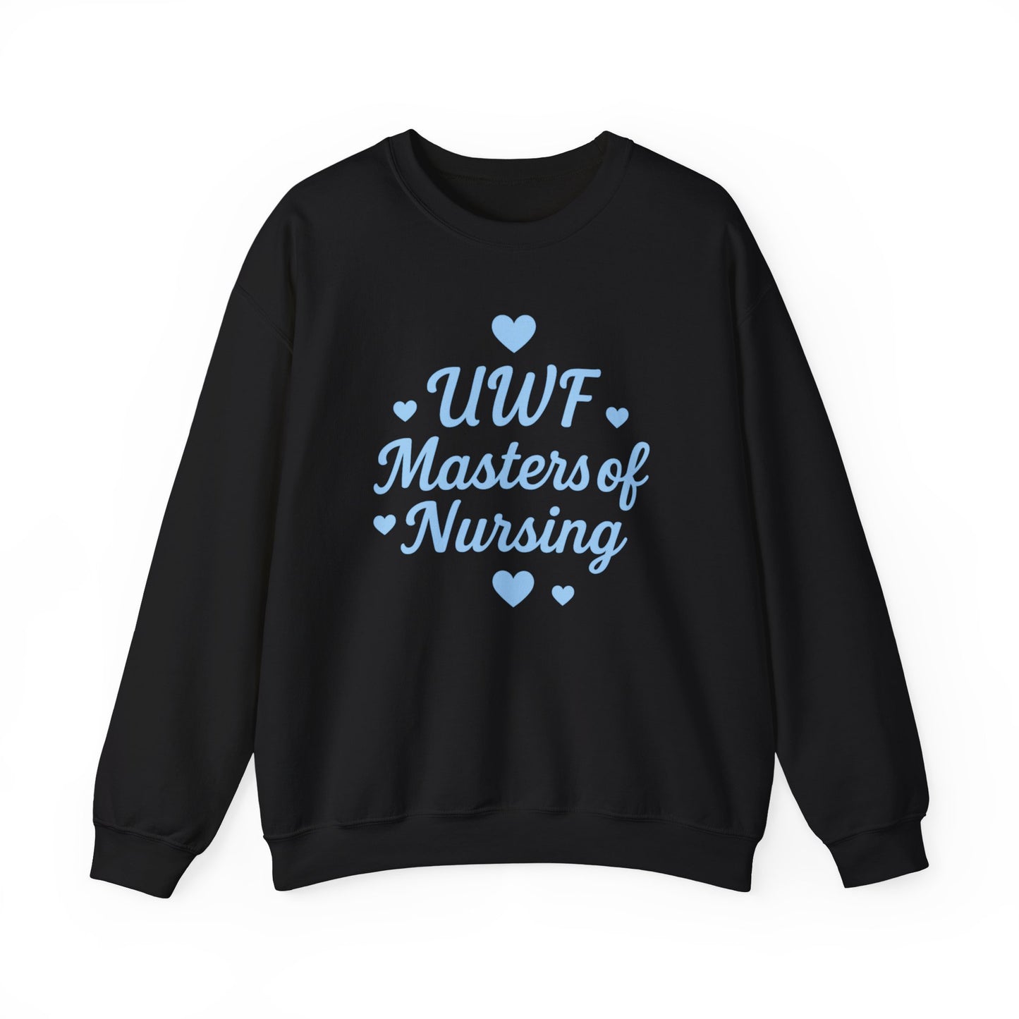 UWF Masters of Nursing Crew neck — Light Blue Heart Nursing School Sweatshirt
