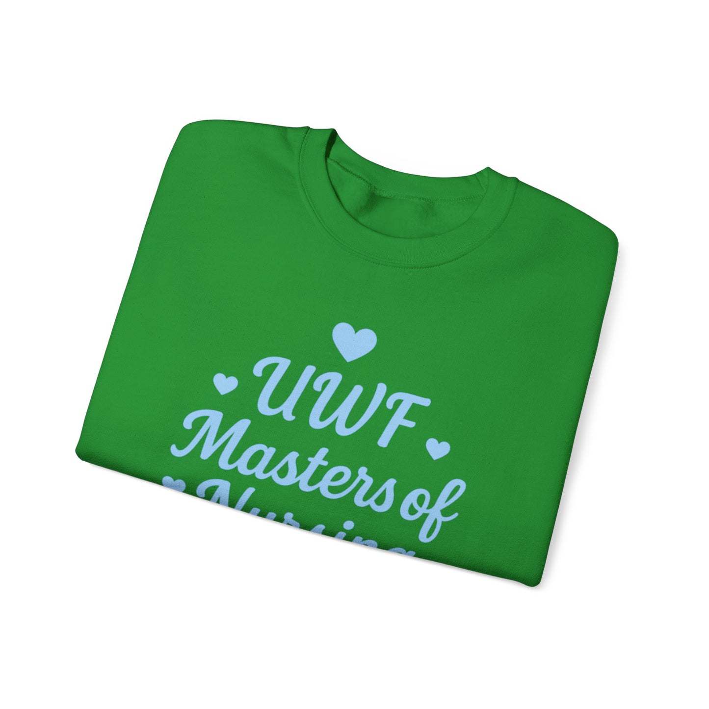 UWF Masters of Nursing Crew neck — Light Blue Heart Nursing School Sweatshirt