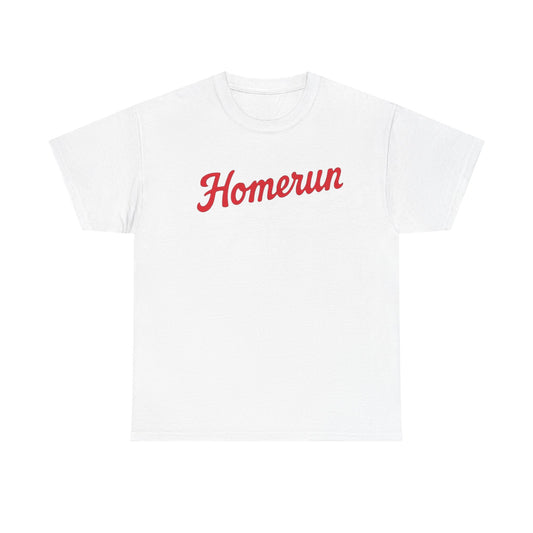 Homerun Baseball Tee — Retro Script Red Logo T-Shirt