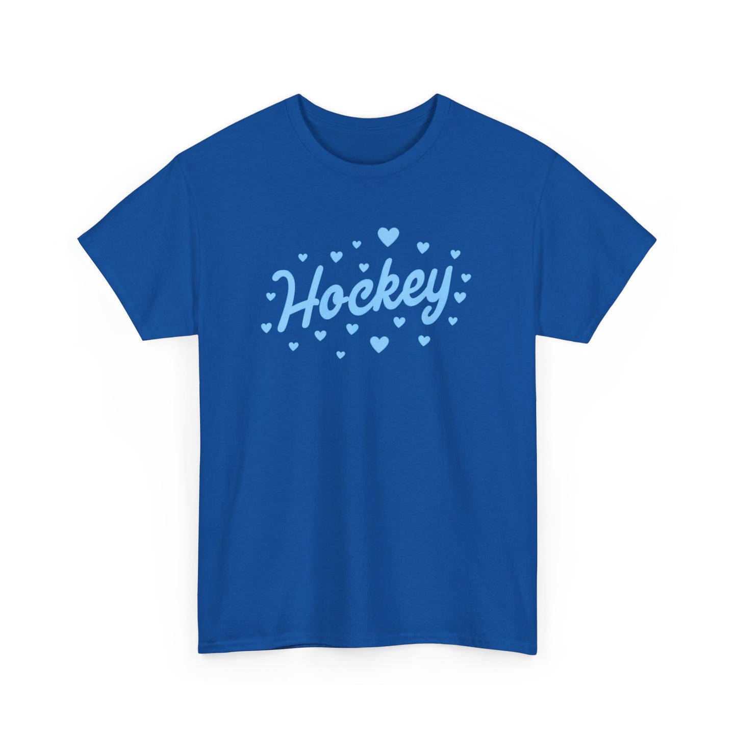 Hockey Heart Tee — Cute Light Blue Script Hockey Shirt