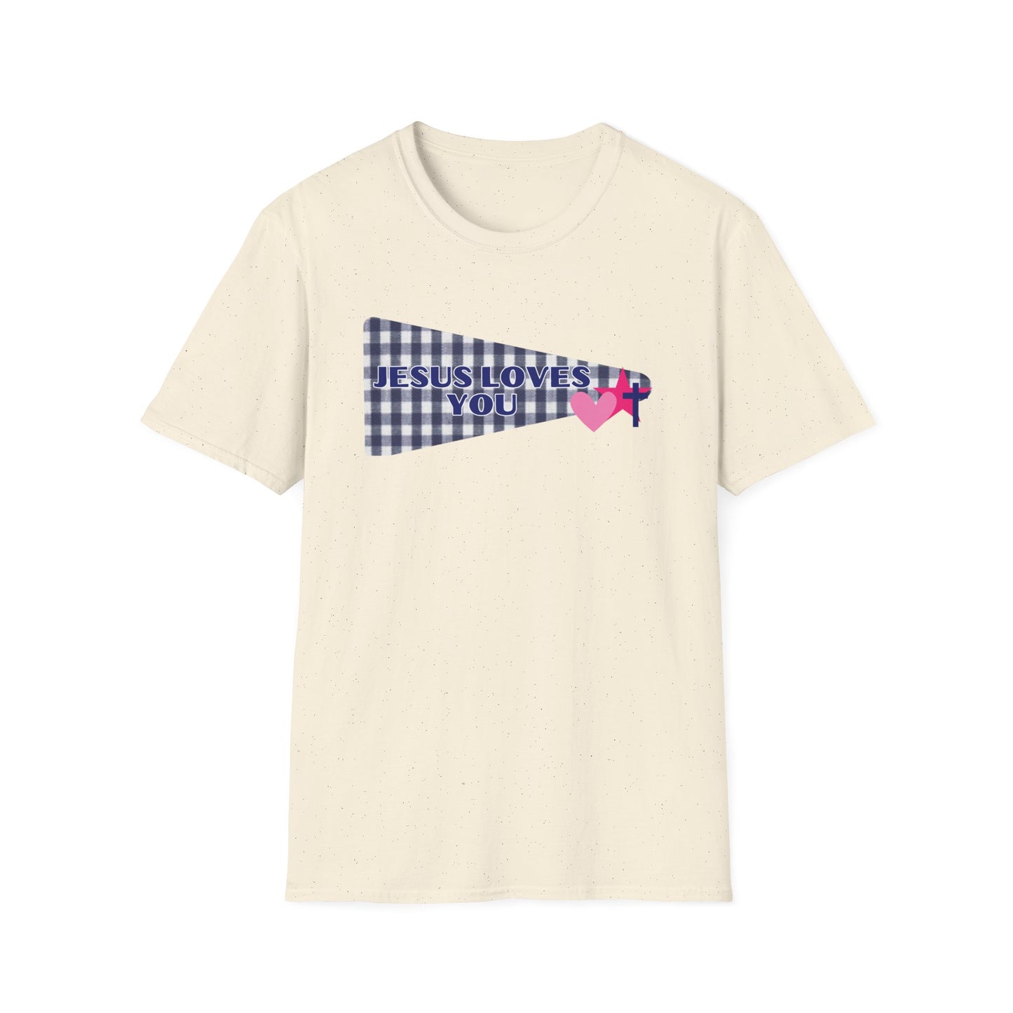 Jesus Loves You Pennant T-Shirt — Christian Faith Check Tee