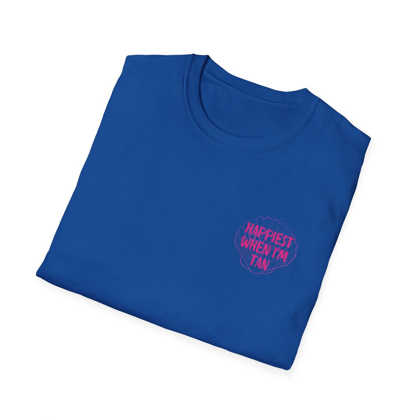 T-Shirt — "Happiest When I'm Tan" Pink Beach Tee