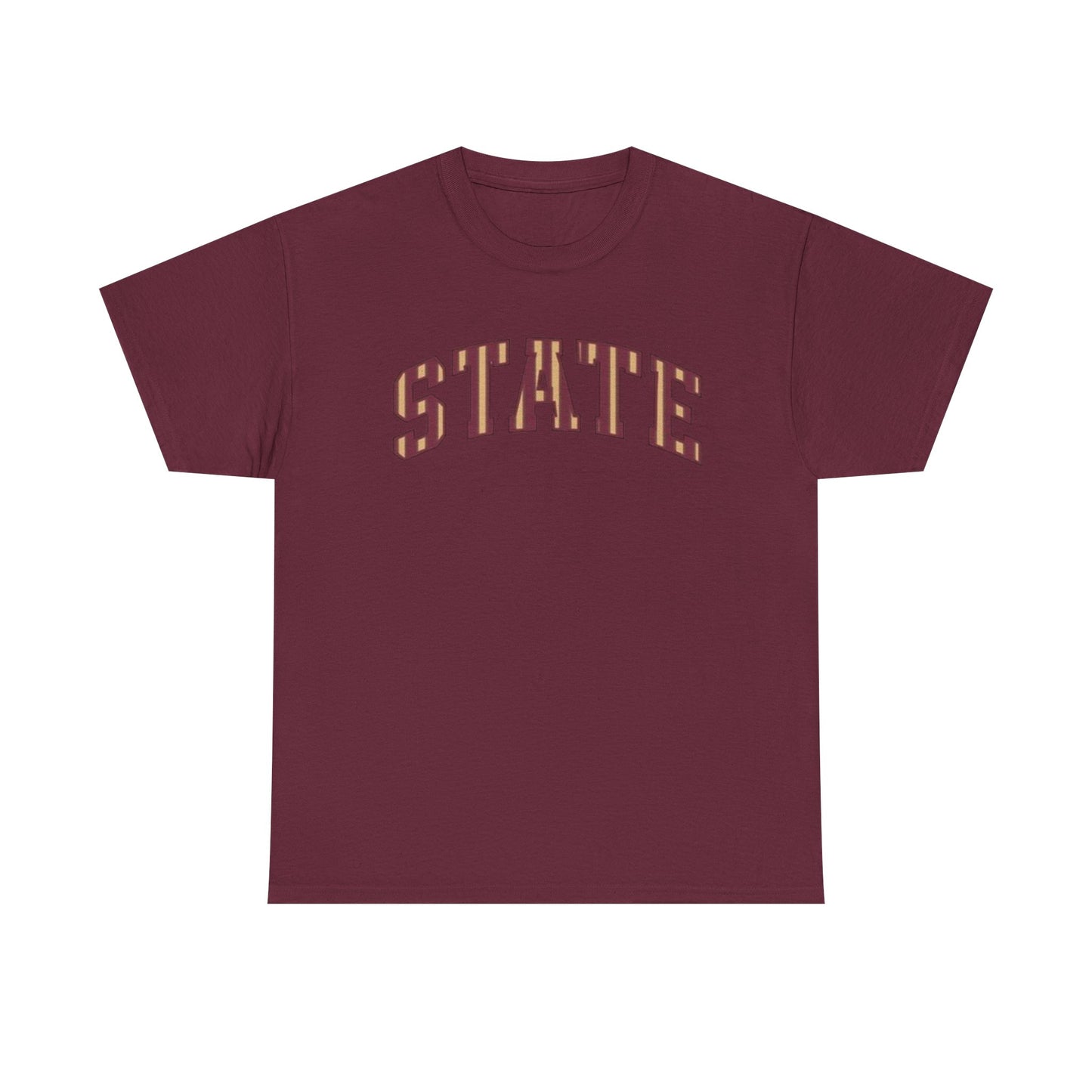 STATE Retro College Tee – Vintage Letterman Arched Logo T-Shirt
