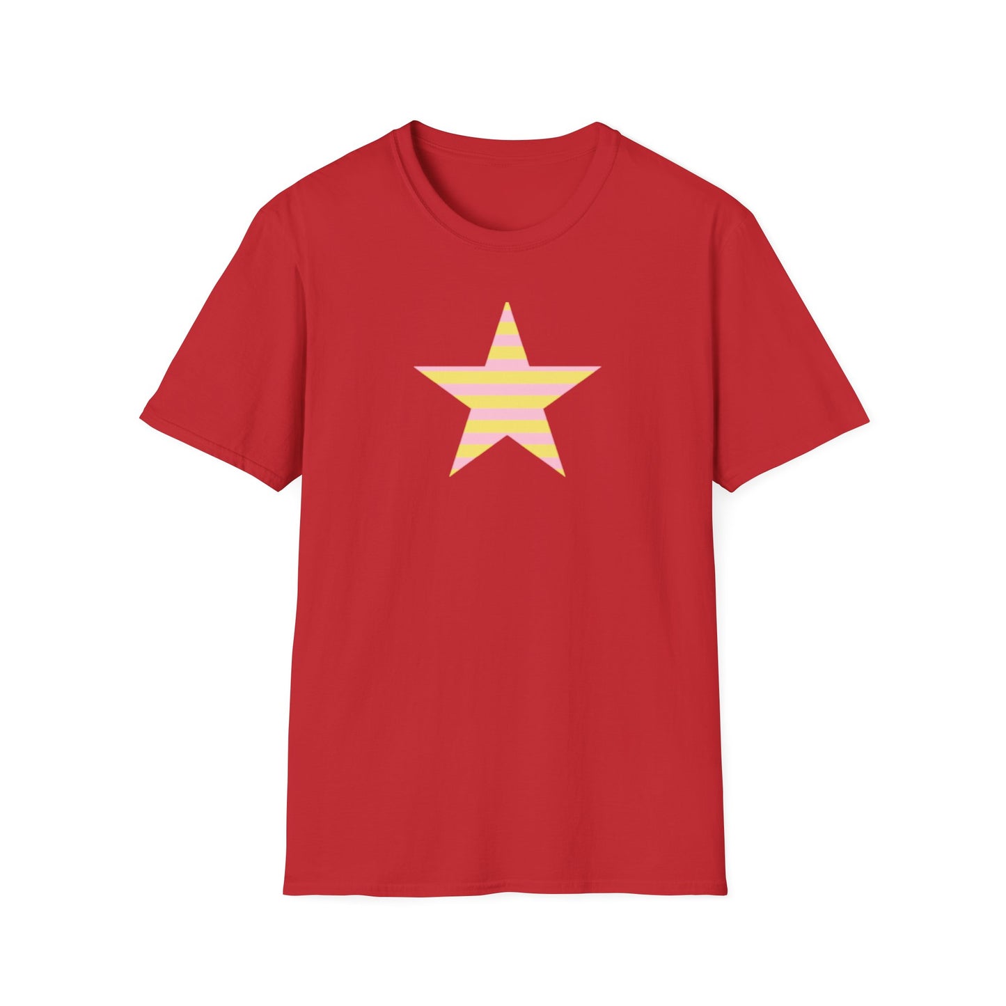 Star Stripe Tee — Pastel Pink & Yellow Graphic T-Shirt