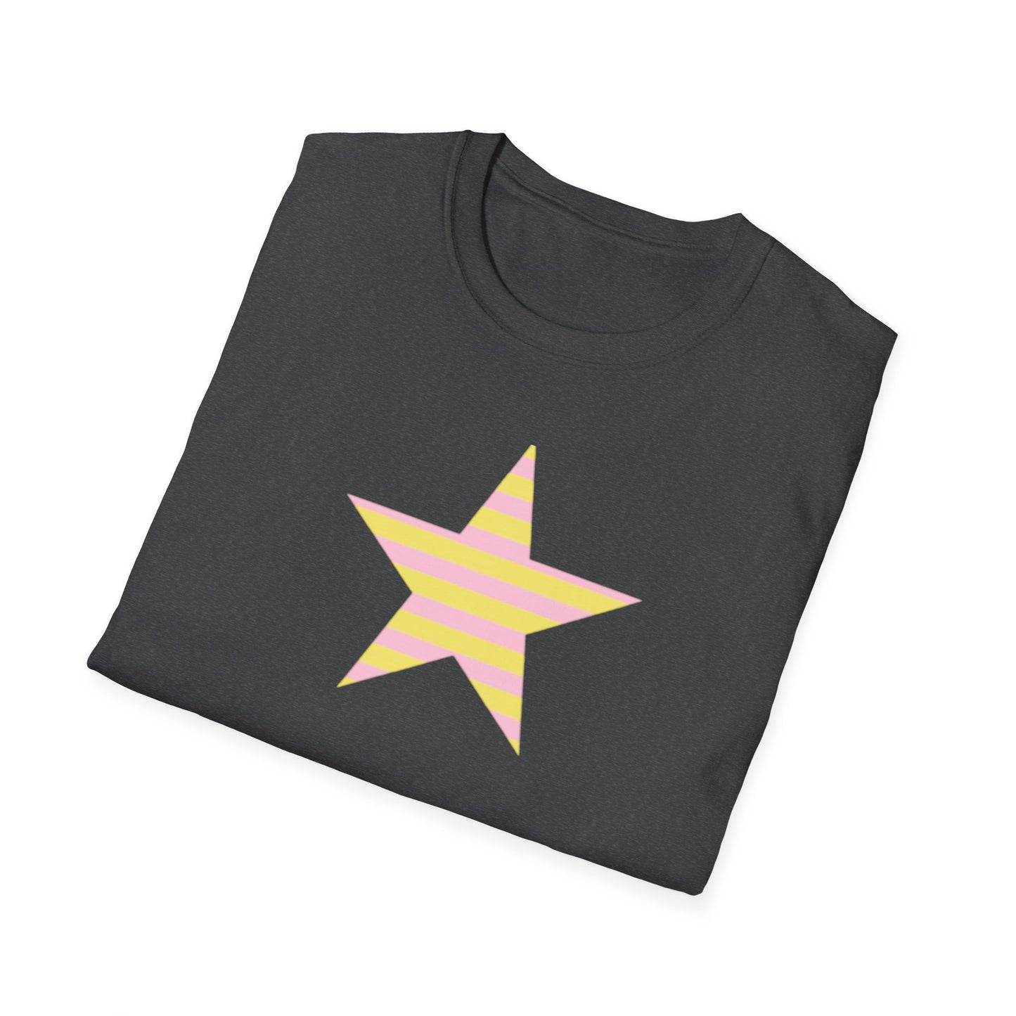 Star Stripe Tee — Pastel Pink & Yellow Graphic T-Shirt
