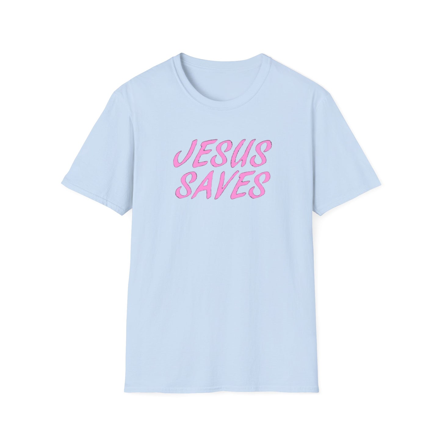Jesus Saves Pink Script T-Shirt — Christian Faith Graphic Tee