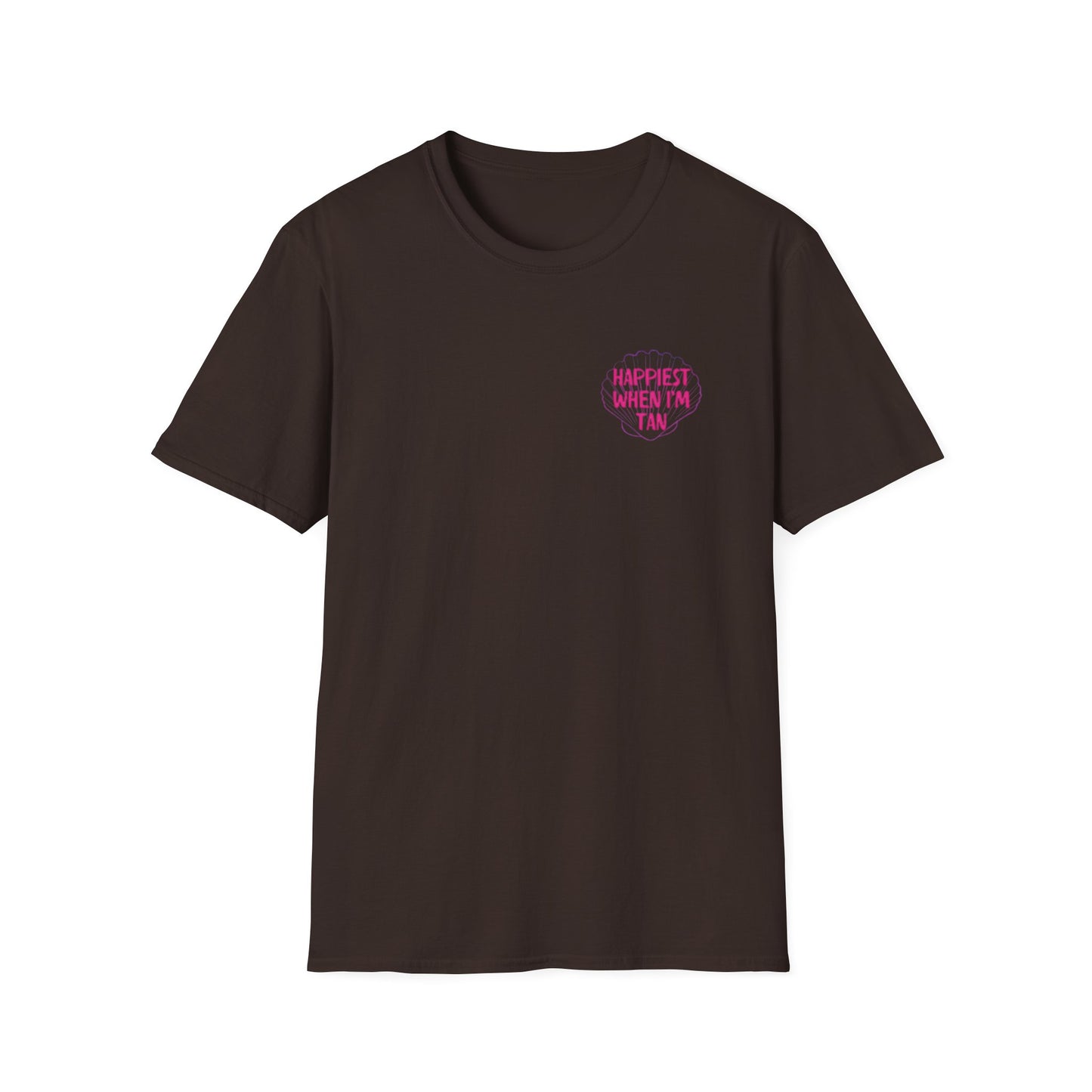 T-Shirt — "Happiest When I'm Tan" Pink Beach Tee