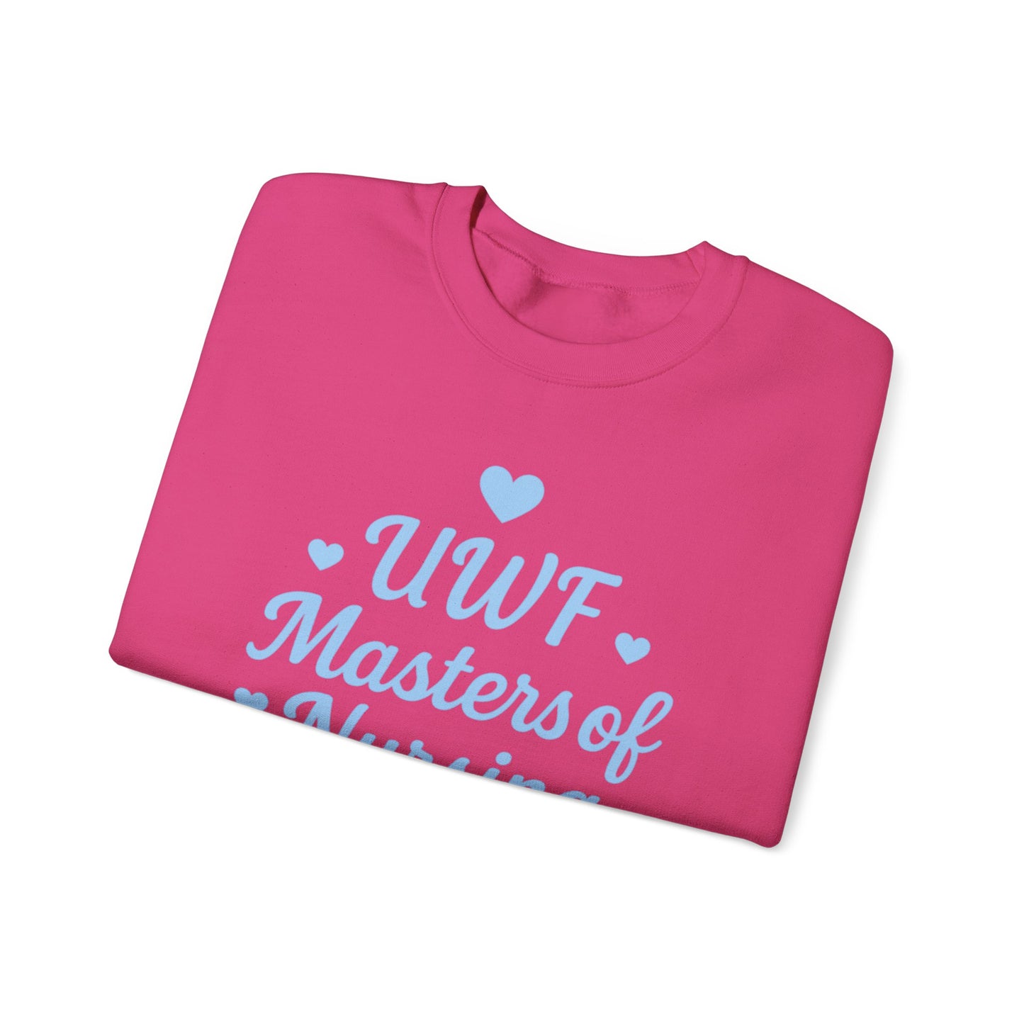 UWF Masters of Nursing Crew neck — Light Blue Heart Nursing School Sweatshirt