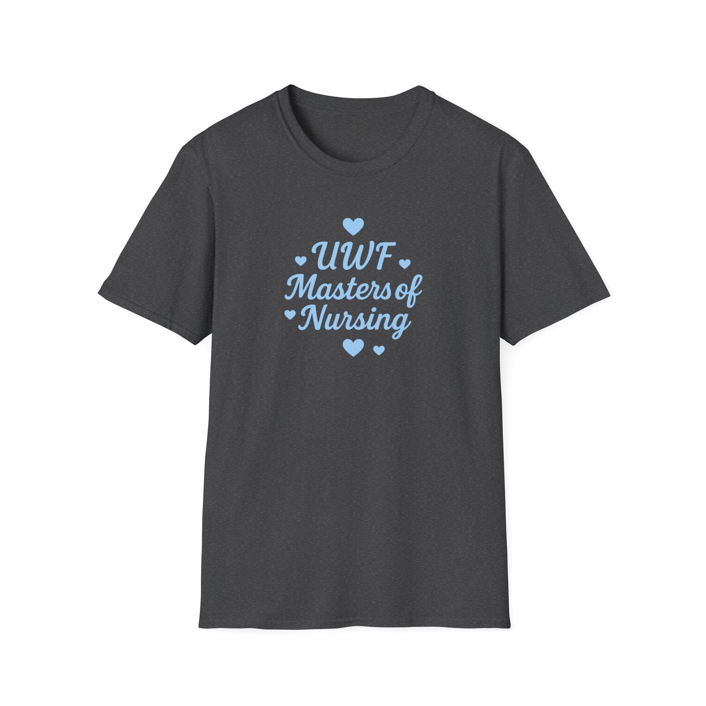 UWF Masters of Nursing T-Shirt — Light Blue Heart Nursing School Tee