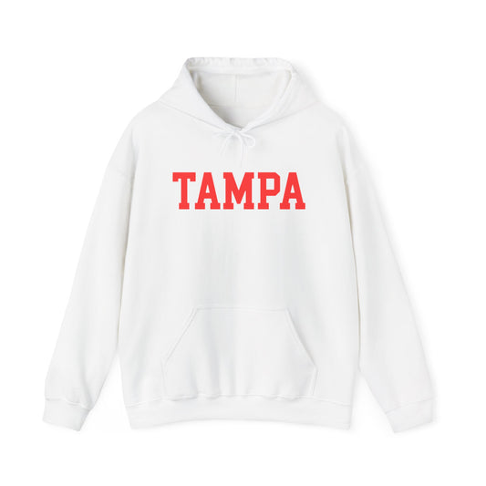 Tampa Hoodie — Classic Collegiate Pullover with Bold Red Text
