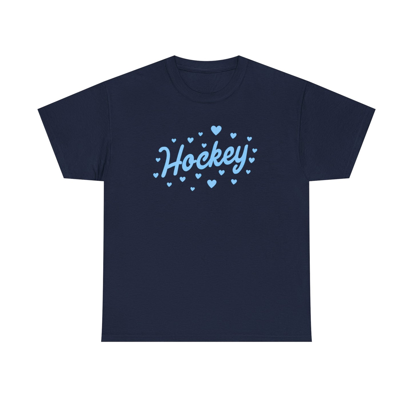 Hockey Heart Tee — Cute Light Blue Script Hockey Shirt