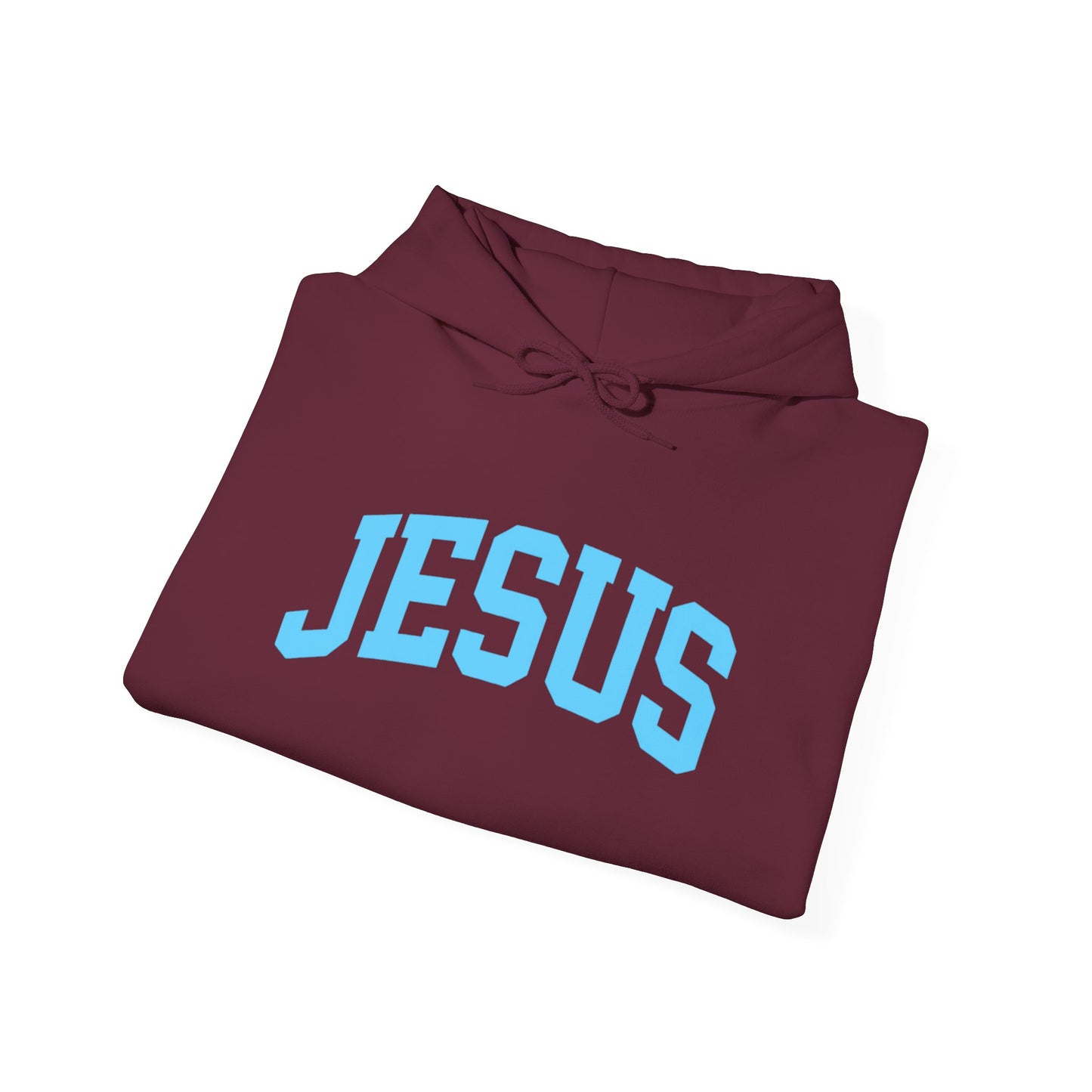 Jesus Hoodie - Blue Lettering Christian Faith Pullover