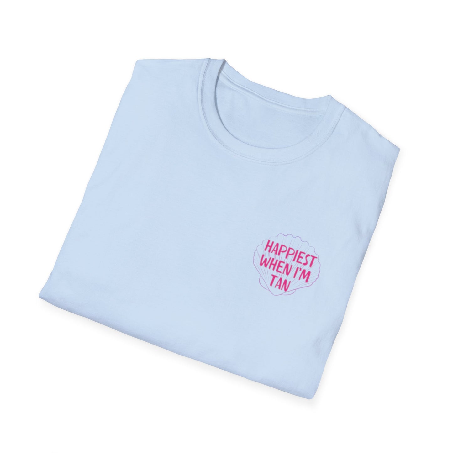 T-Shirt — "Happiest When I'm Tan" Pink Beach Tee