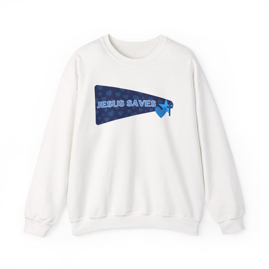 Jesus Saves Crewneck Sweatshirt — Christian Faith Graphic Pullover