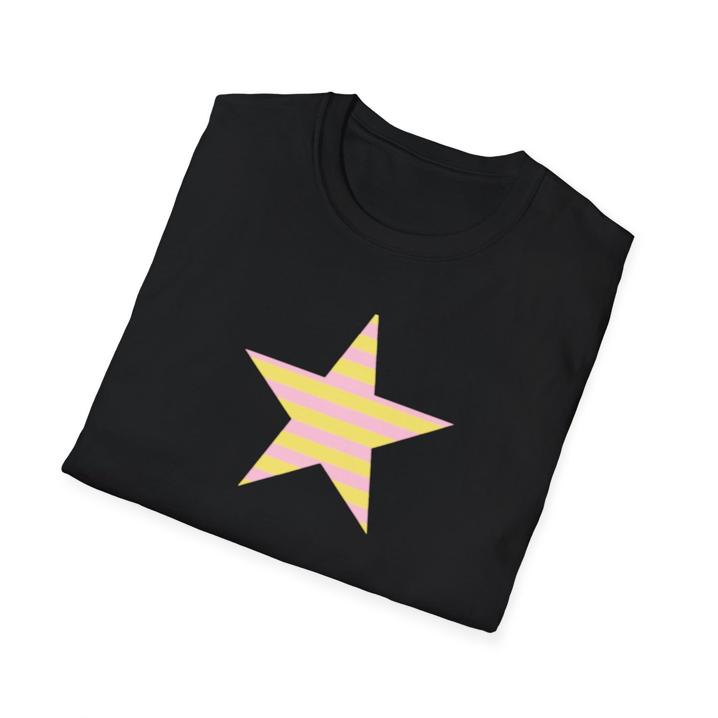 Star Stripe Tee — Pastel Pink & Yellow Graphic T-Shirt