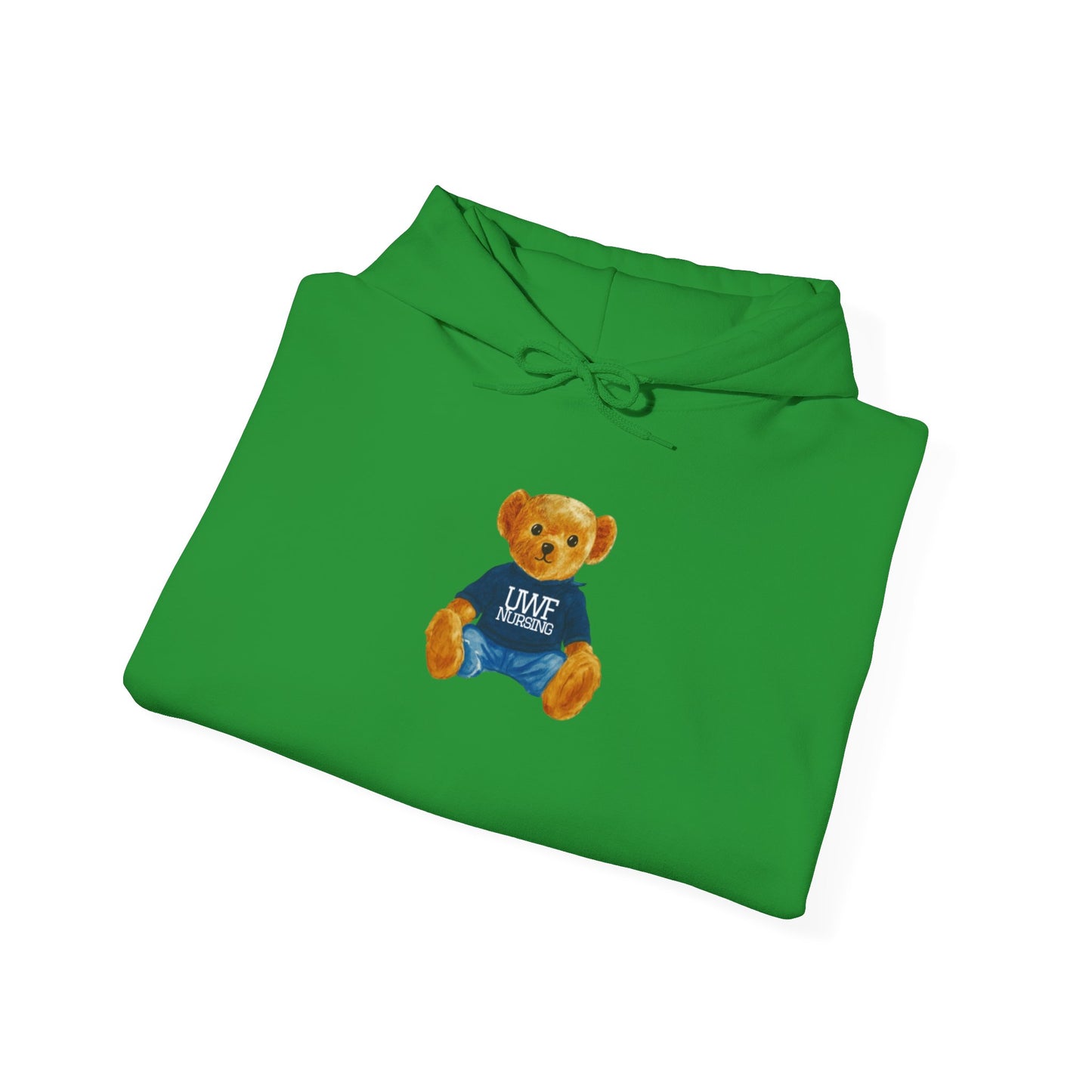 Teddy Bear Graphic Hoodie — Cute Bear Wearing 'UWF NURSING' Sweater