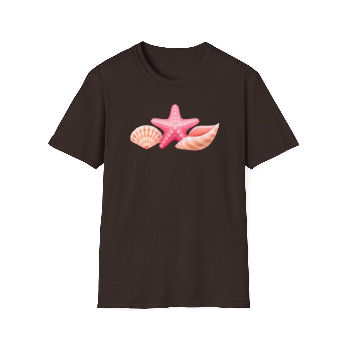 Seashell & Starfish Beach T-Shirt — Pink Coastal Summer Tee