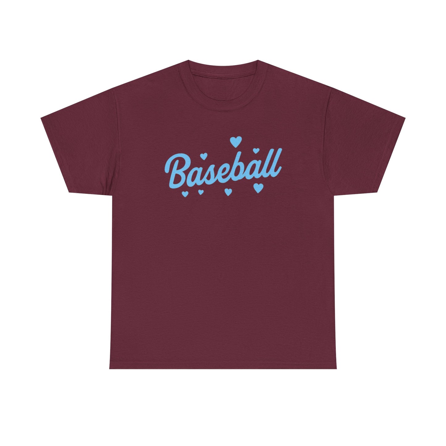 Baseball Heart Tee — Cute Script Baseball Shirt for Fans & Players