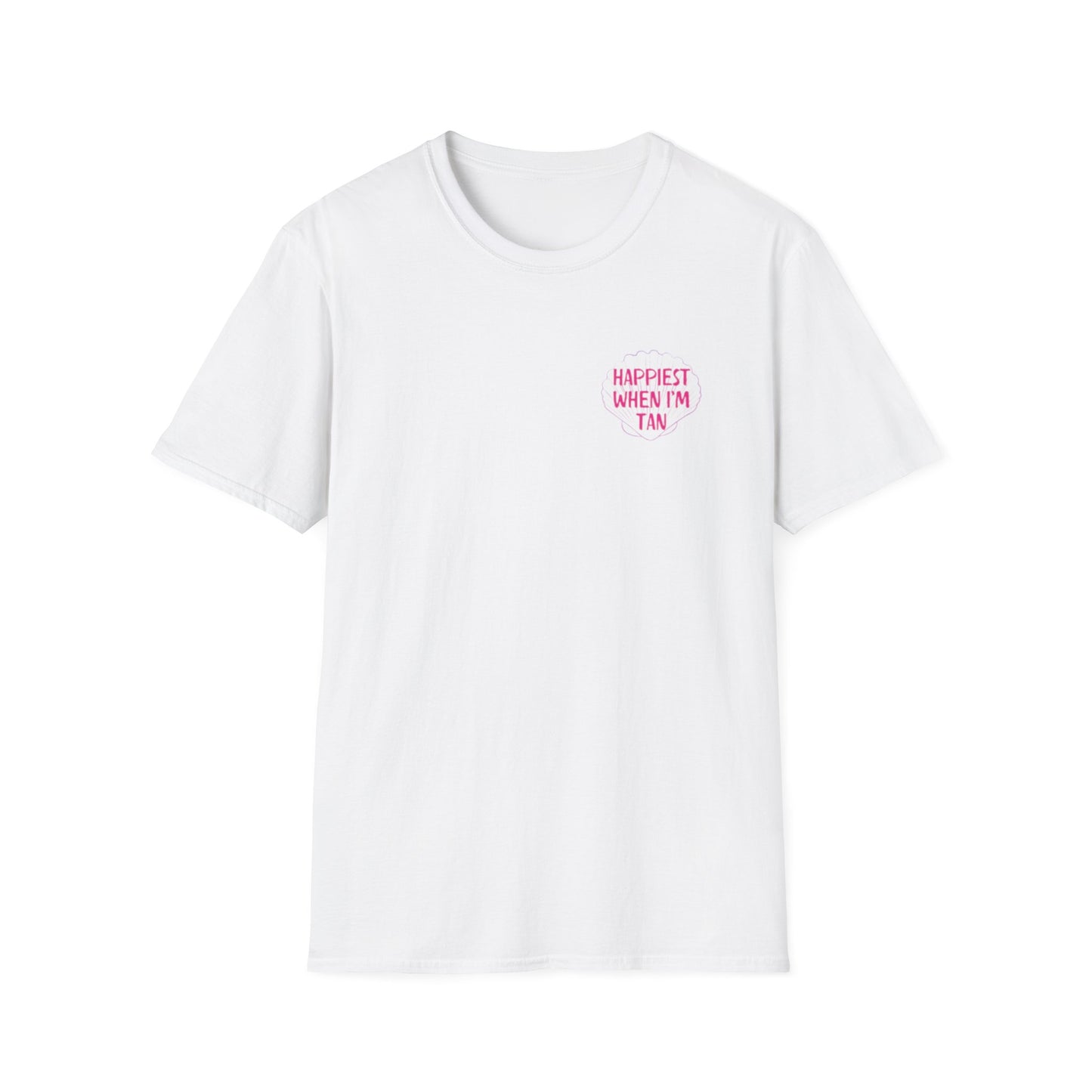 T-Shirt — "Happiest When I'm Tan" Pink Beach Tee