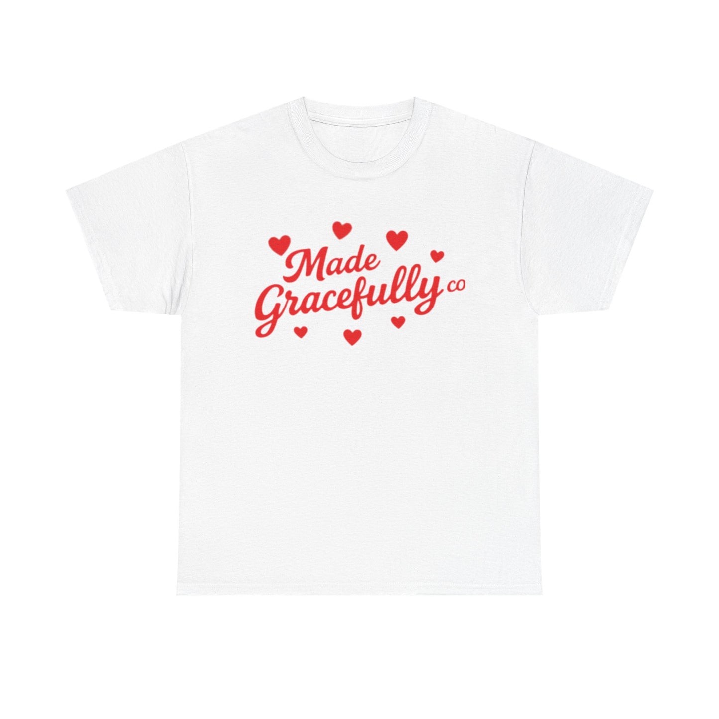 Made Gracefully Tee — Feminine Heart Script Graphic T-Shirt