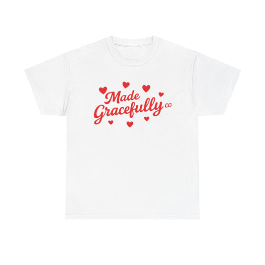 Made Gracefully Tee — Feminine Heart Script Graphic T-Shirt