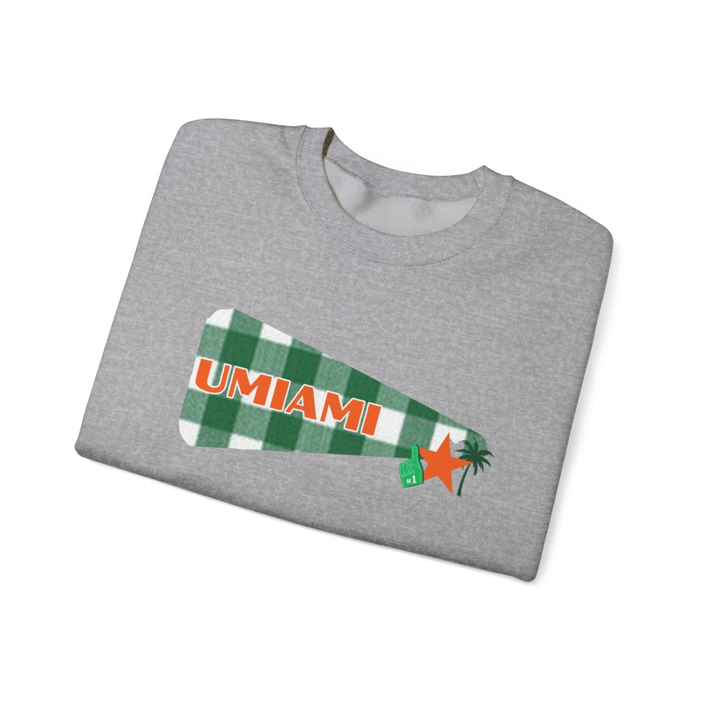 University Pennant Crewneck Sweatshirt – "UMIAMI" Green Plaid Vintage Pennant Design