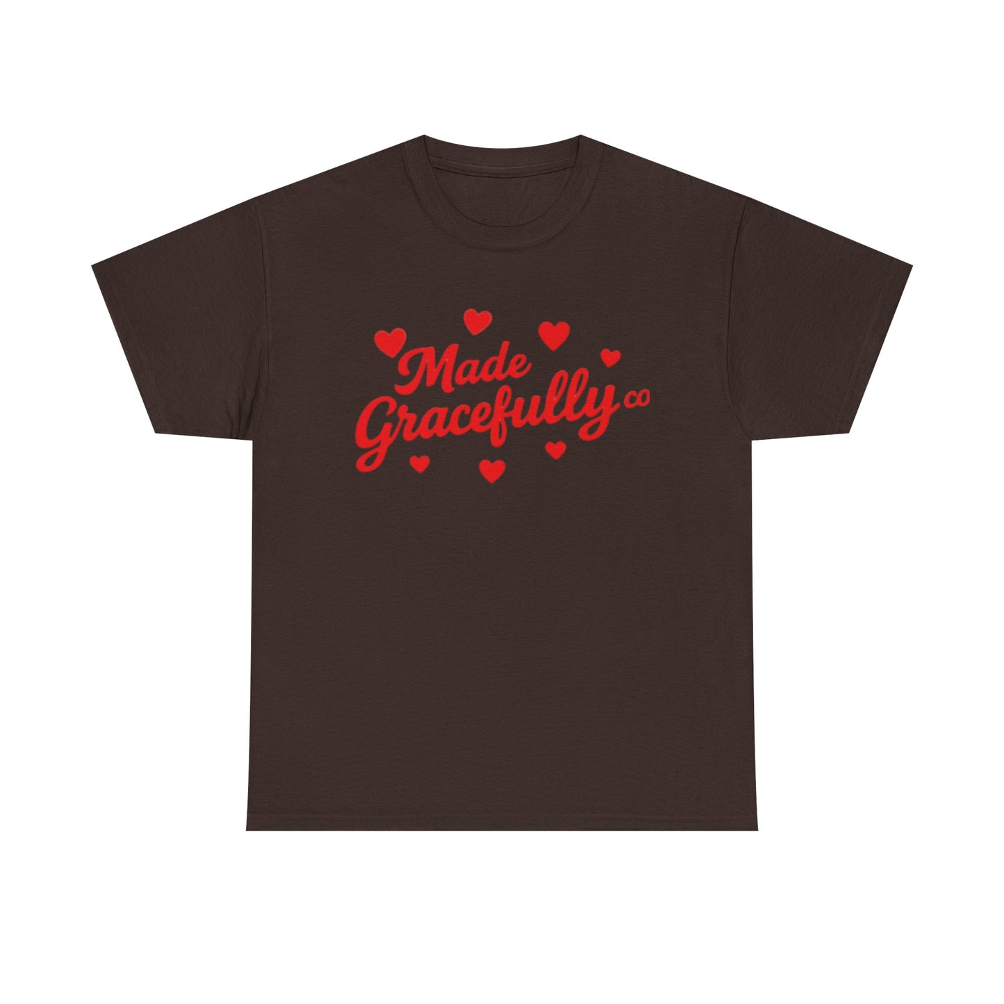 Made Gracefully Tee — Feminine Heart Script Graphic T-Shirt