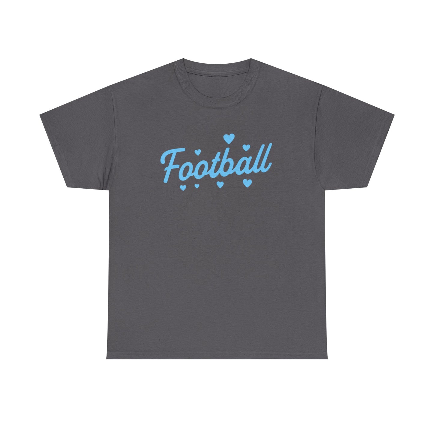 Football Script Tee — Light Blue Heart Sports T-Shirt
