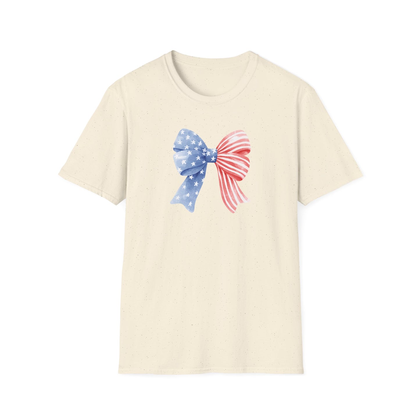Patriotic USA Flag Bow T-Shirt — Red White Blue 4th of July Tee