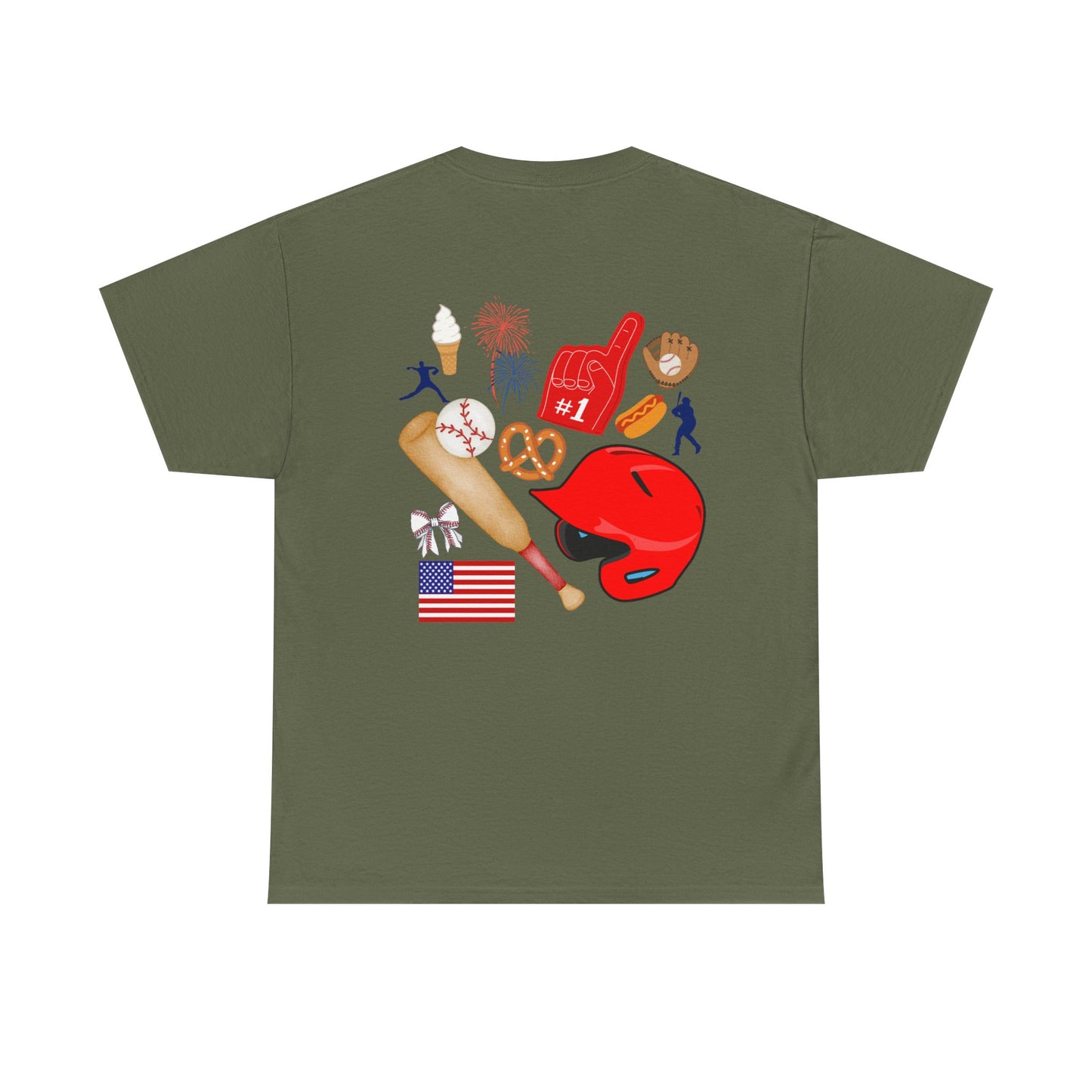 Baseball Heart Patchwork Tee – Patriotic Baseball Gear T‑Shirt