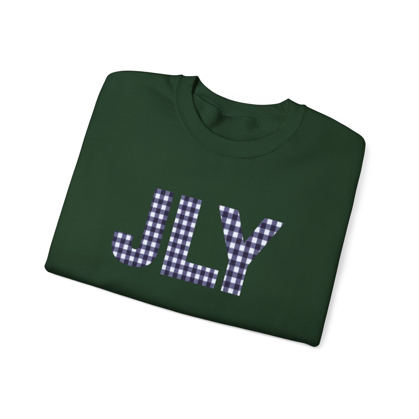 JLY Plaid Monogram Crewneck Sweatshirt