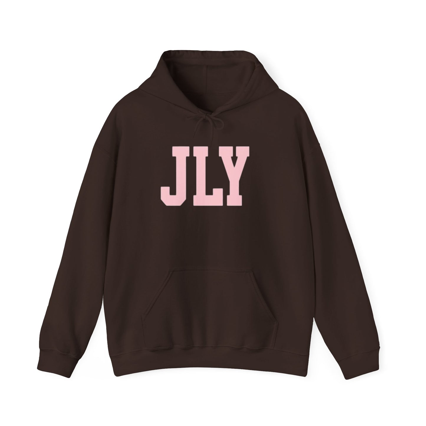 JLY Pink Block Letter Hoodie - Minimal Monogram Pullover